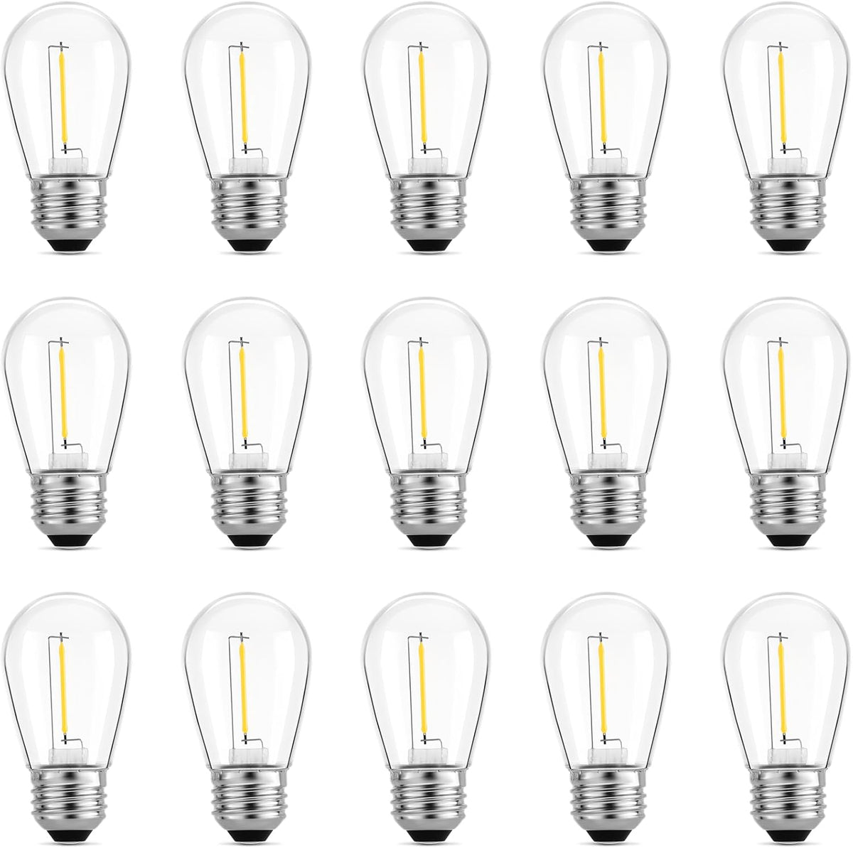 Meconard Outdoor Patio String Light Bulbs, Shatterproof Waterproof S14 LED Replacement Bulbs for Outdoor String Lights, 1W LED Bulbs Equal to 11W Incandescent, 2200K Warm White, E26 Base, Non-Dimmable