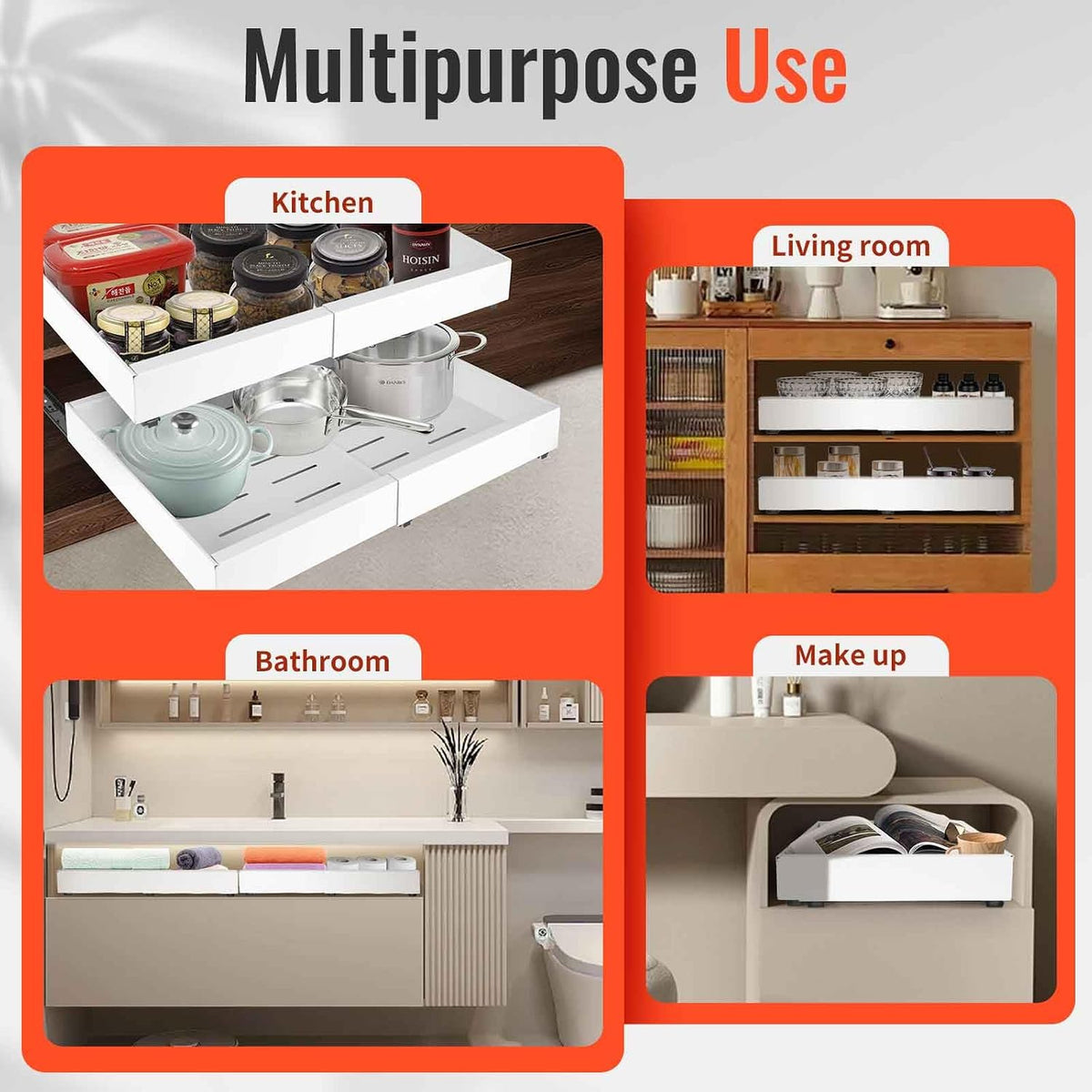 21" Deep Expandable Pull-Out Cabinet Organizer, 12"-20" W