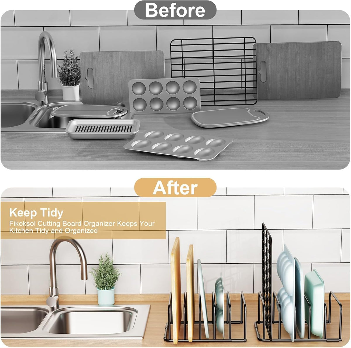 Fikoksol Metal Cutting Board Organizer, Under Cabinet