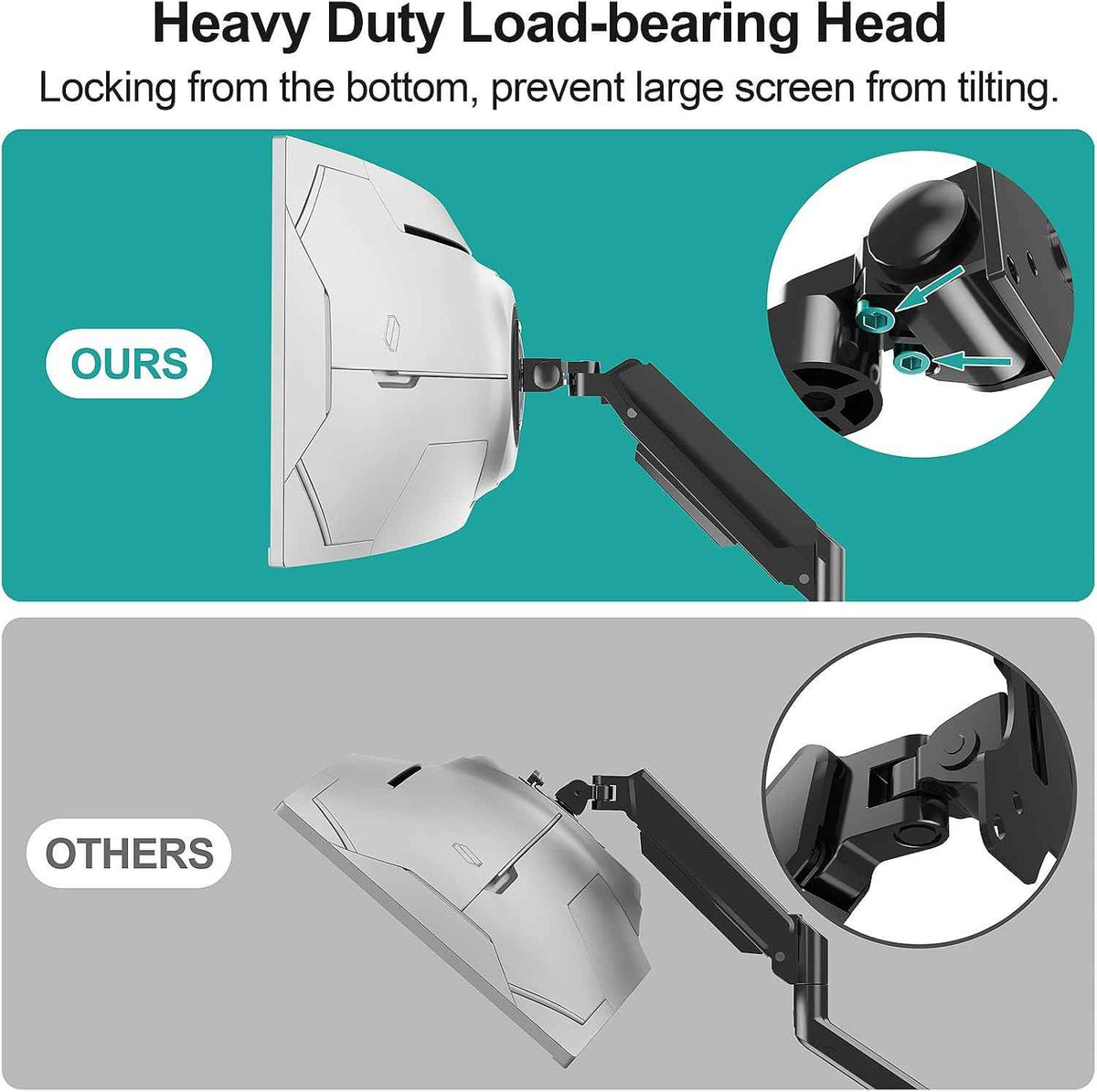 MOUNT PRO Heavy Duty Monitor Arm for 49 inch Ultrawide Screen up to 44 lbs, Single Desk Computer Mount Curved Monitor Stand for Samsung Odyssey G9, Adjustable Gas Spring VESA Mount 75x75 100x100