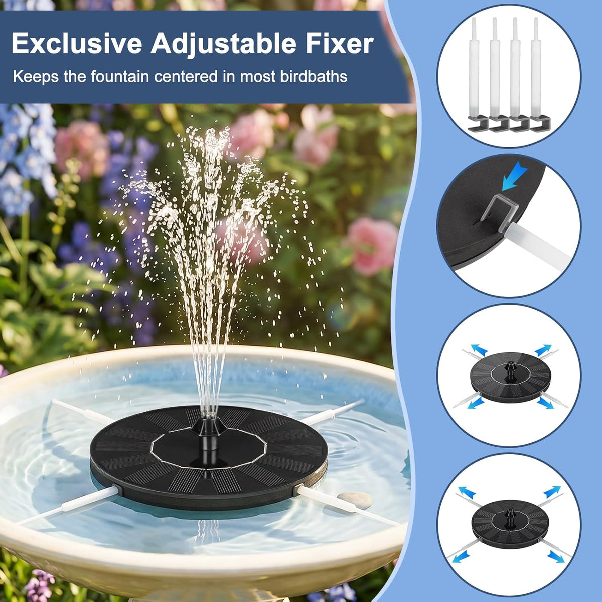 Floating Solar Fountain Pump – 1.4 W, 8 Nozzles