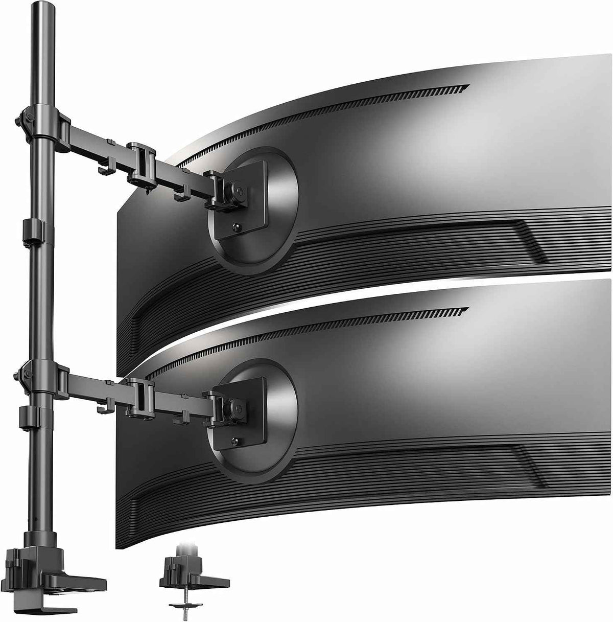 VIVO Dual Ultra-Wide Monitor Extra Tall Desk Mount for up to 49 inch Ultrawides, Clamp-on Adjustable Stand Holds 44 lbs per Screen, VESA up to 100x100mm, Black, STAND-V120T