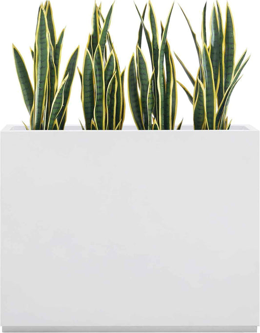 Metallic Heavy Outdoor Span Planter Box, Large Flower Pot, Long and Tall Divider Planters, 38Lx10Wx30H, White, Seamless and No Assembly 48.8 Pounds