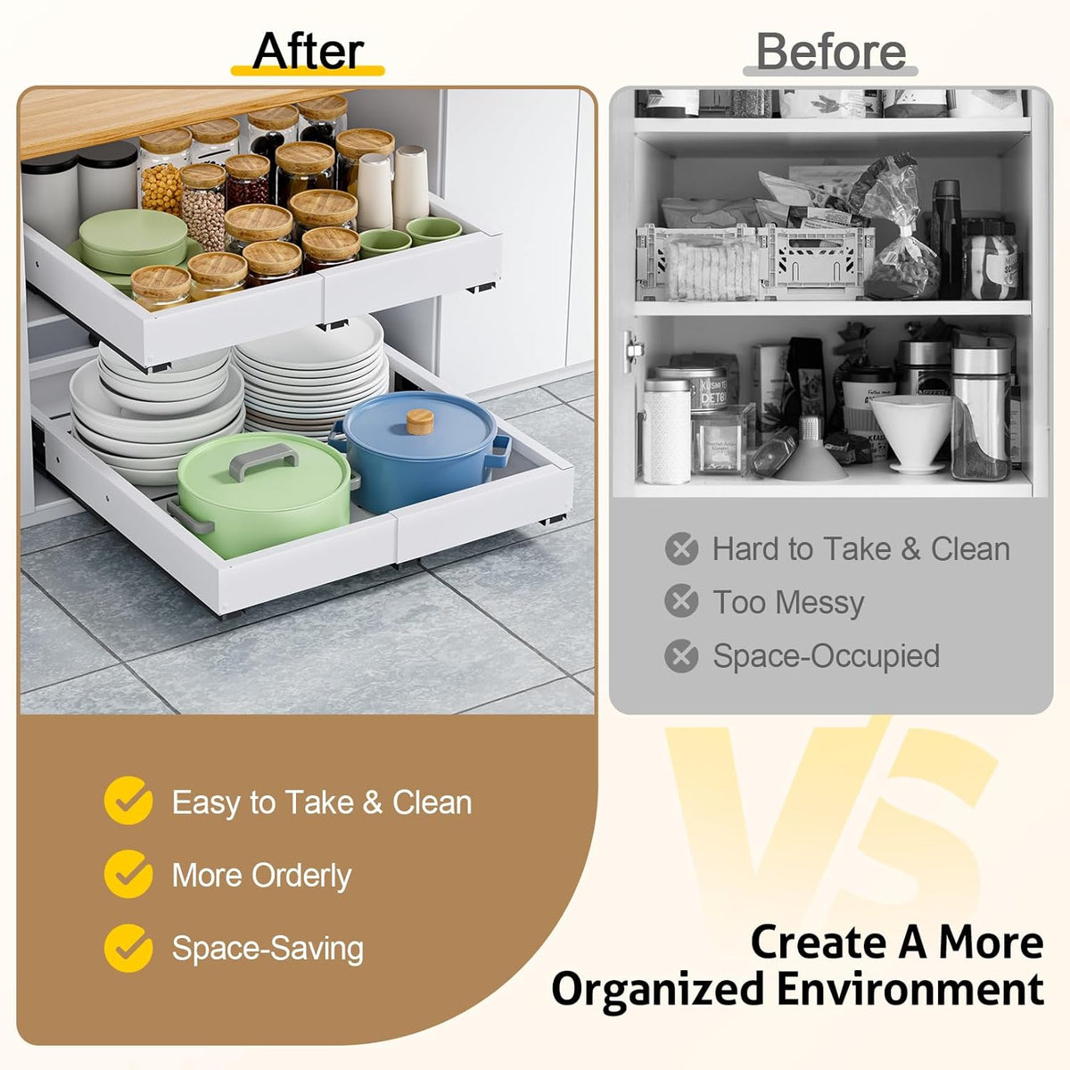 2 Pack Expandable Pull-Out Cabinet Organizer, 11.4"-18.9" W