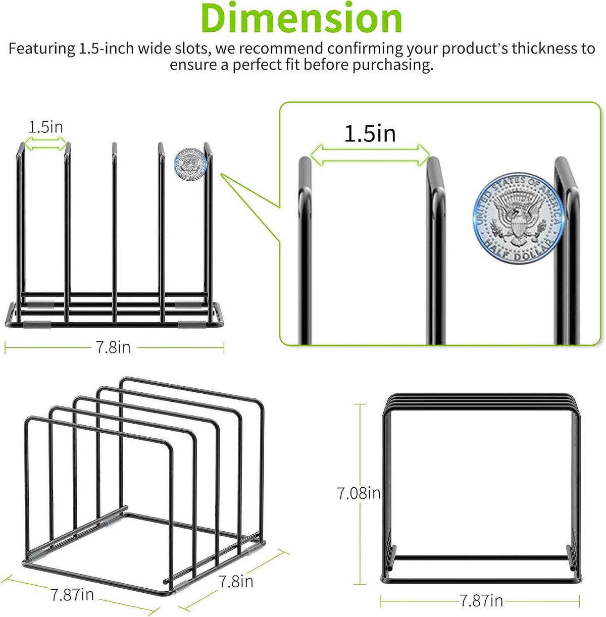 Kitchen Organizer Rack, 4-Slot, 2 Pack