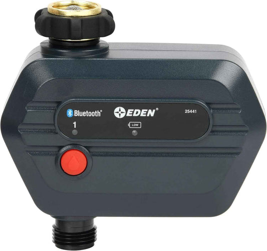 Eden 25441 1-Zone Bluetooth Water Timer for Smart Irrigation - Remote Control via App, Customizable Scheduling, and Water Delay Setting