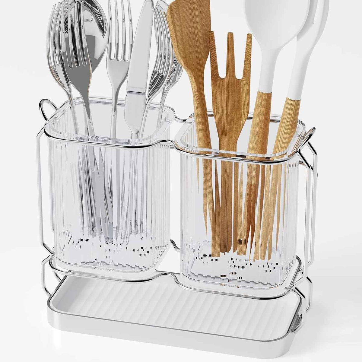 Kitchen Utensil Holder, 6.7", Silver