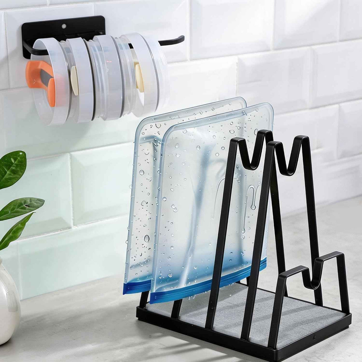 YIGII Reusable Bag Drying Rack, Brushed Black