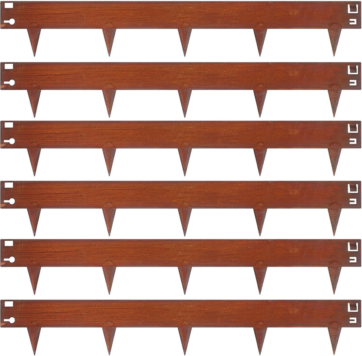 42" L X 6.3" H Corten Steel Landscape Edging, 6 Pack Hammer in Landscape Edging, Garden Edging Border for Lawn, Flower Bed, Yard (Rust-Colored)