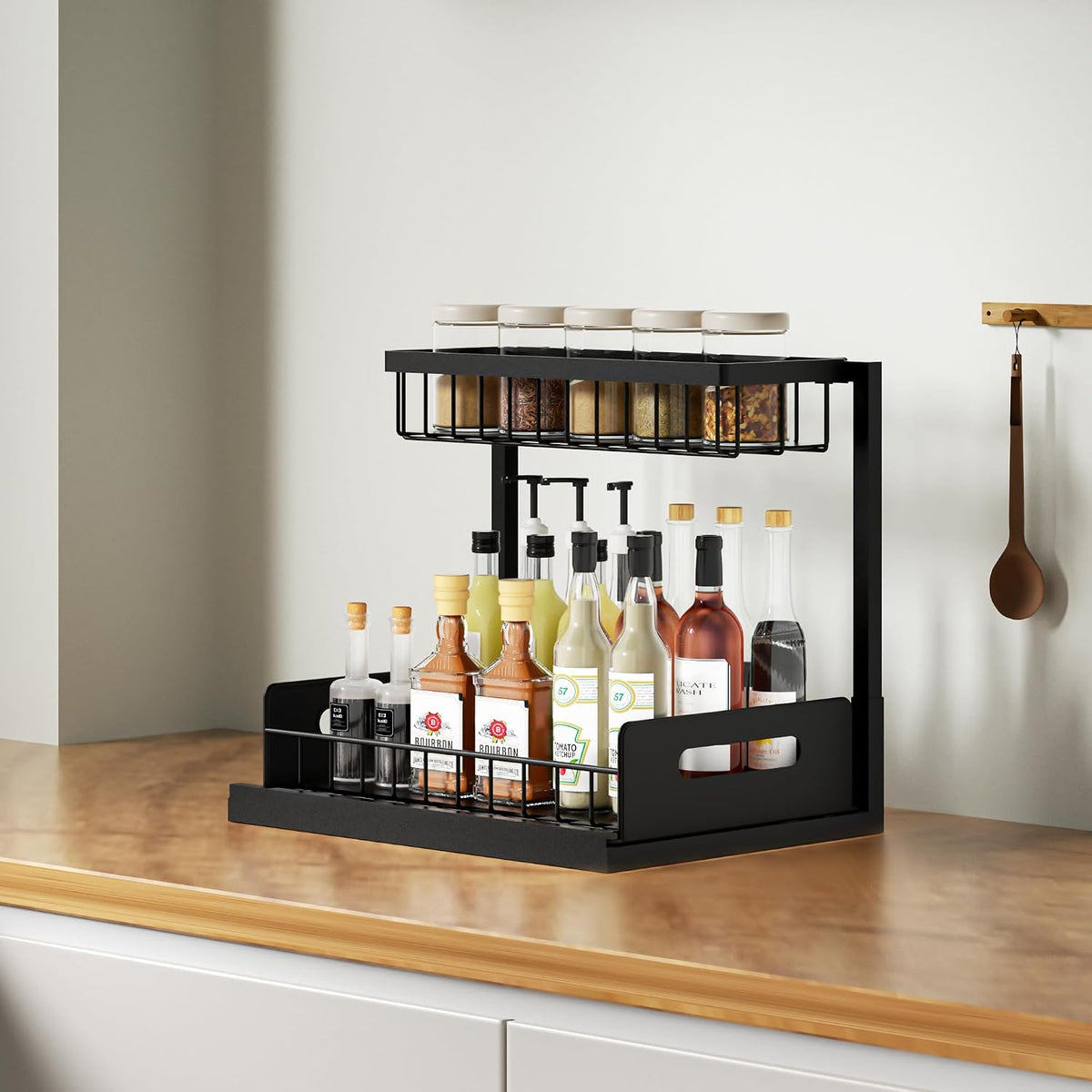 Under Sink Organizer and Storage, Slide Out Cabinet Organizer, Pull Out Sink Shelf for Kitchen Bathroom Laundry, 2 Pack Black - Field & Nook