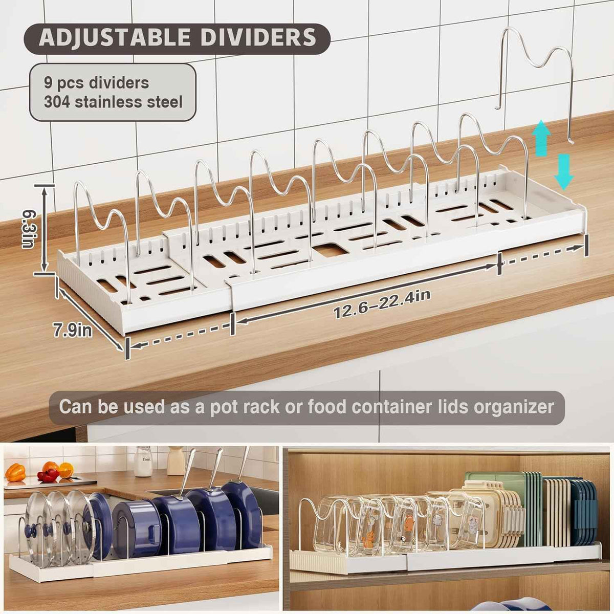Magheo 2 Pack Pot and Pan Lid Organizer, 22"