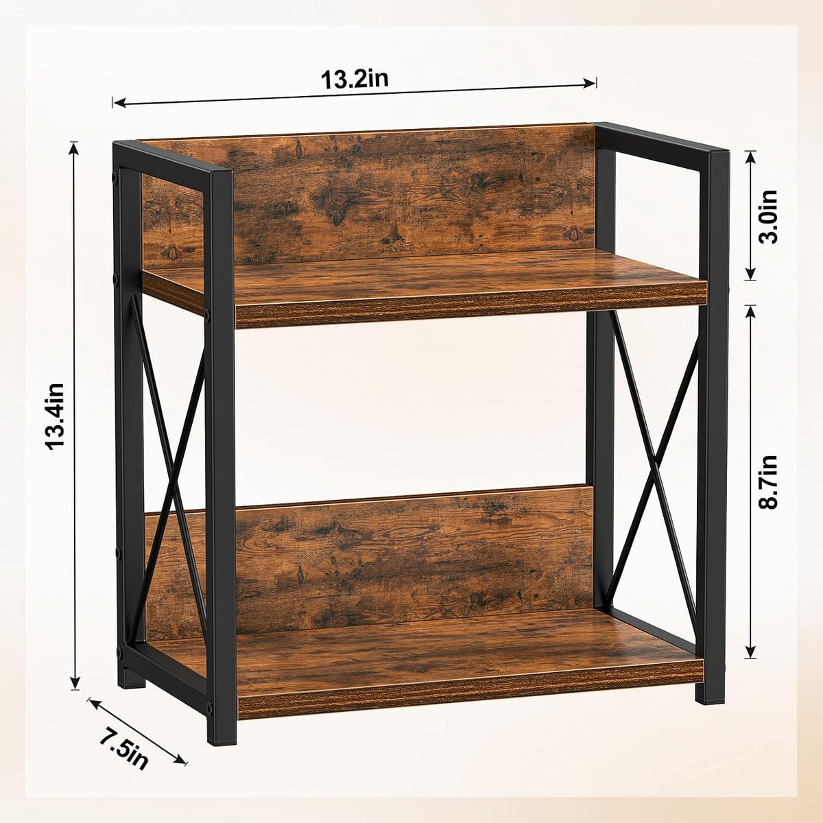 Giikin Kitchen Countertop Organizer, 2 Tier Spice Rack Organizer for Pantry, Kitchen Counter Shelf Wood Coffee Station Organizer (Brown, M) - Field & Nook