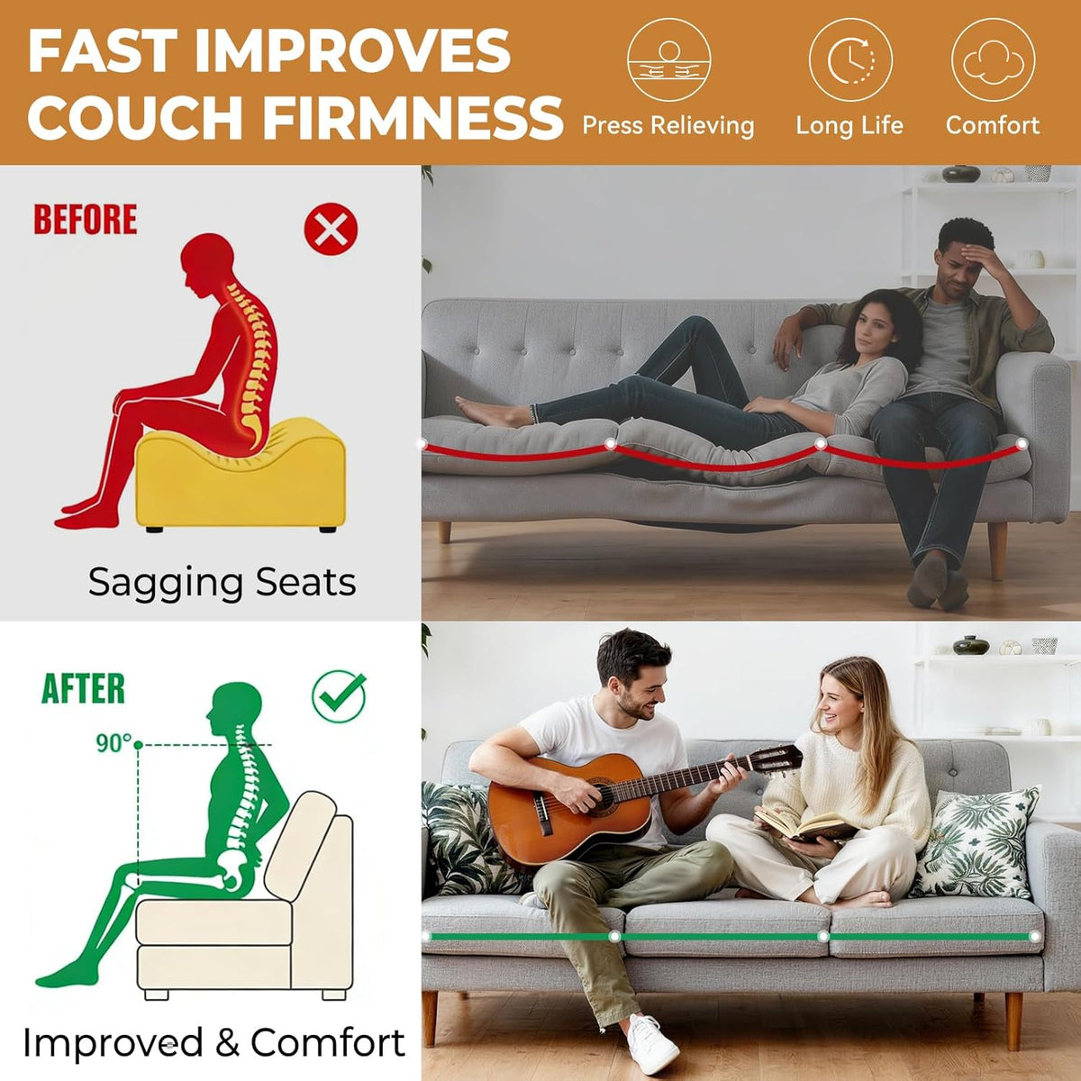 Couch Cushion Support Board – 21.5 × 70 Inch Seat Reinforcement