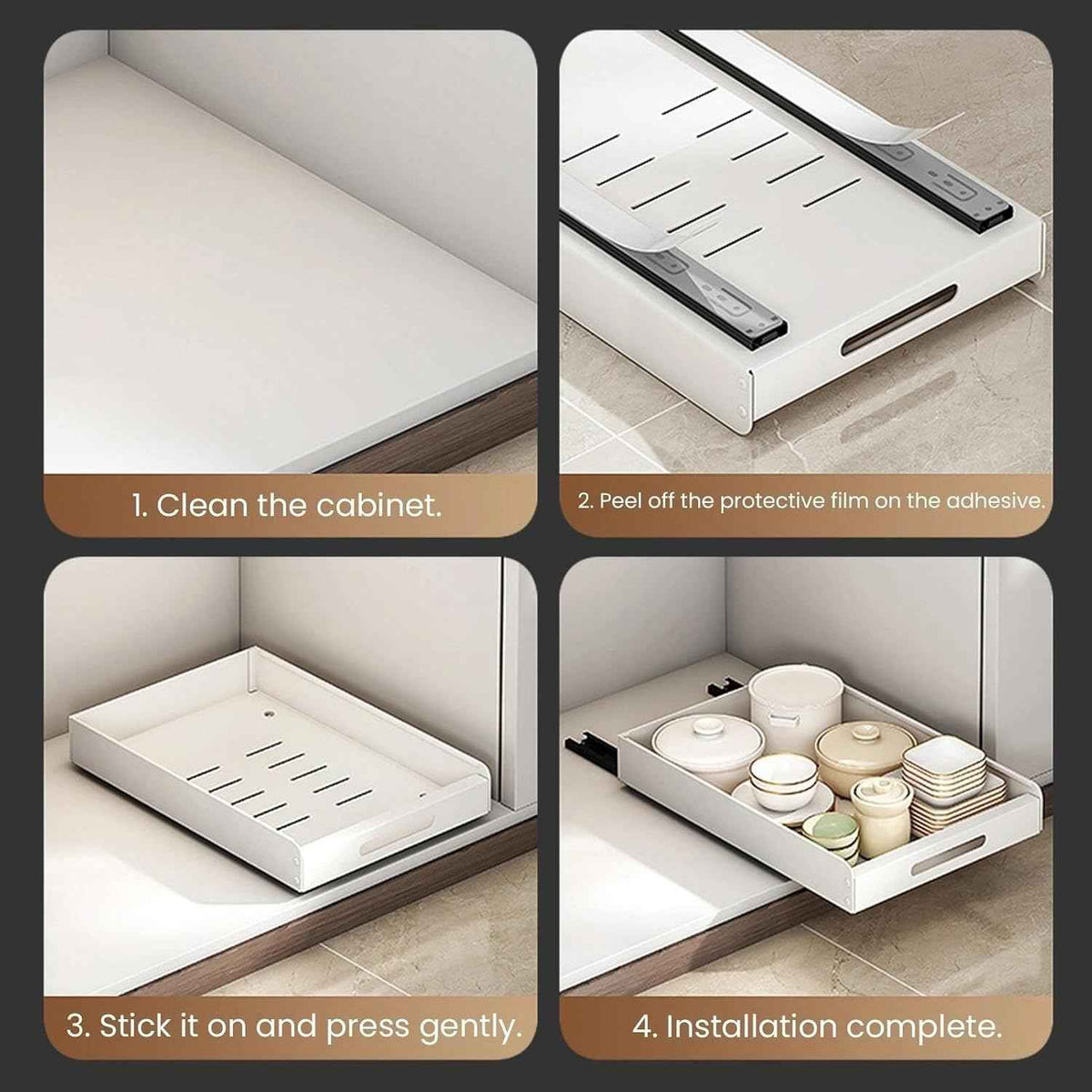 Pull Out Cabinet Drawer Organizer, Carbon Steel