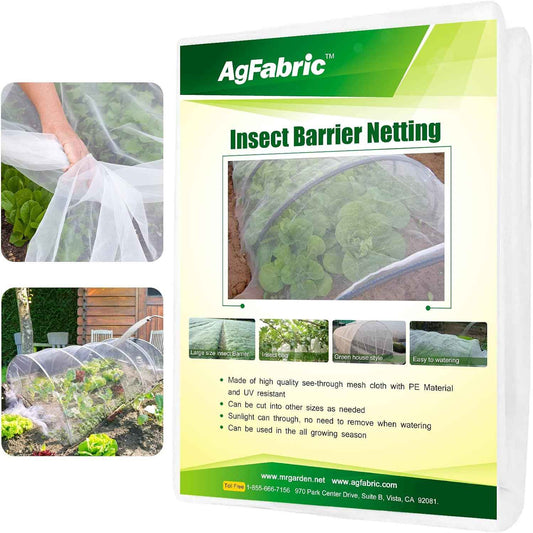 Agfabric Garden Netting 5'x10' Insect Pest Barrier Bird Netting for Garden Protection,Row Cover Mesh Netting for Vegetables Fruit Trees and Plants,White