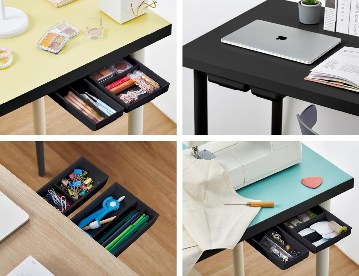 Bostitch Konnect Under Desk Drawer, Self-Adhesive Slide Out Storage Organizer with 4 Customizable Dividers, 2-Pack - Field & Nook