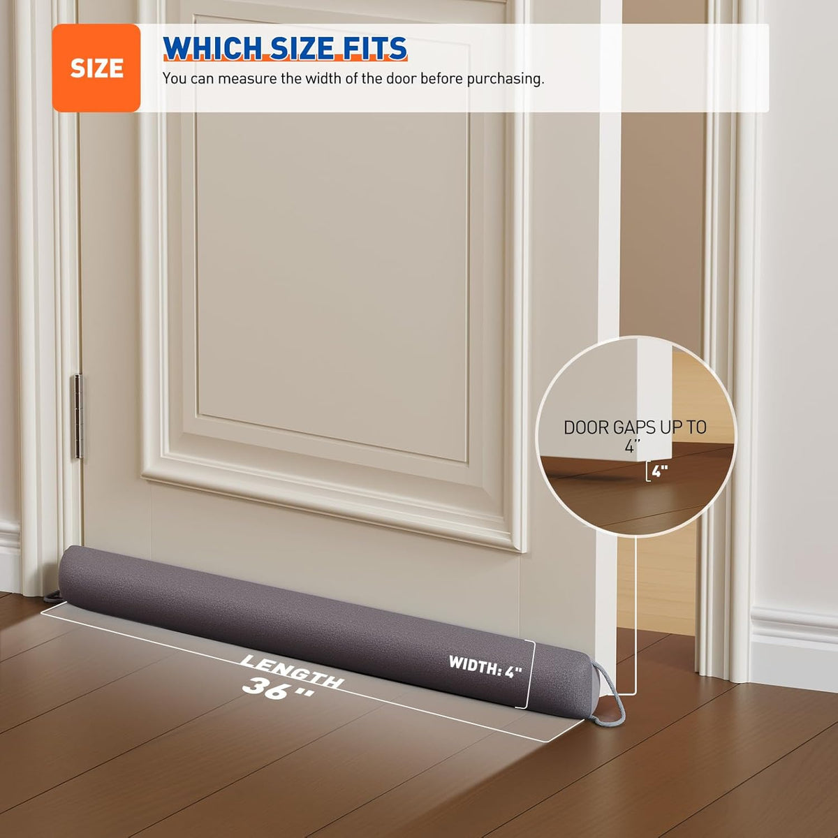 Weighted Door Draft Stopper – 36-Inch Washable Gap Blocker