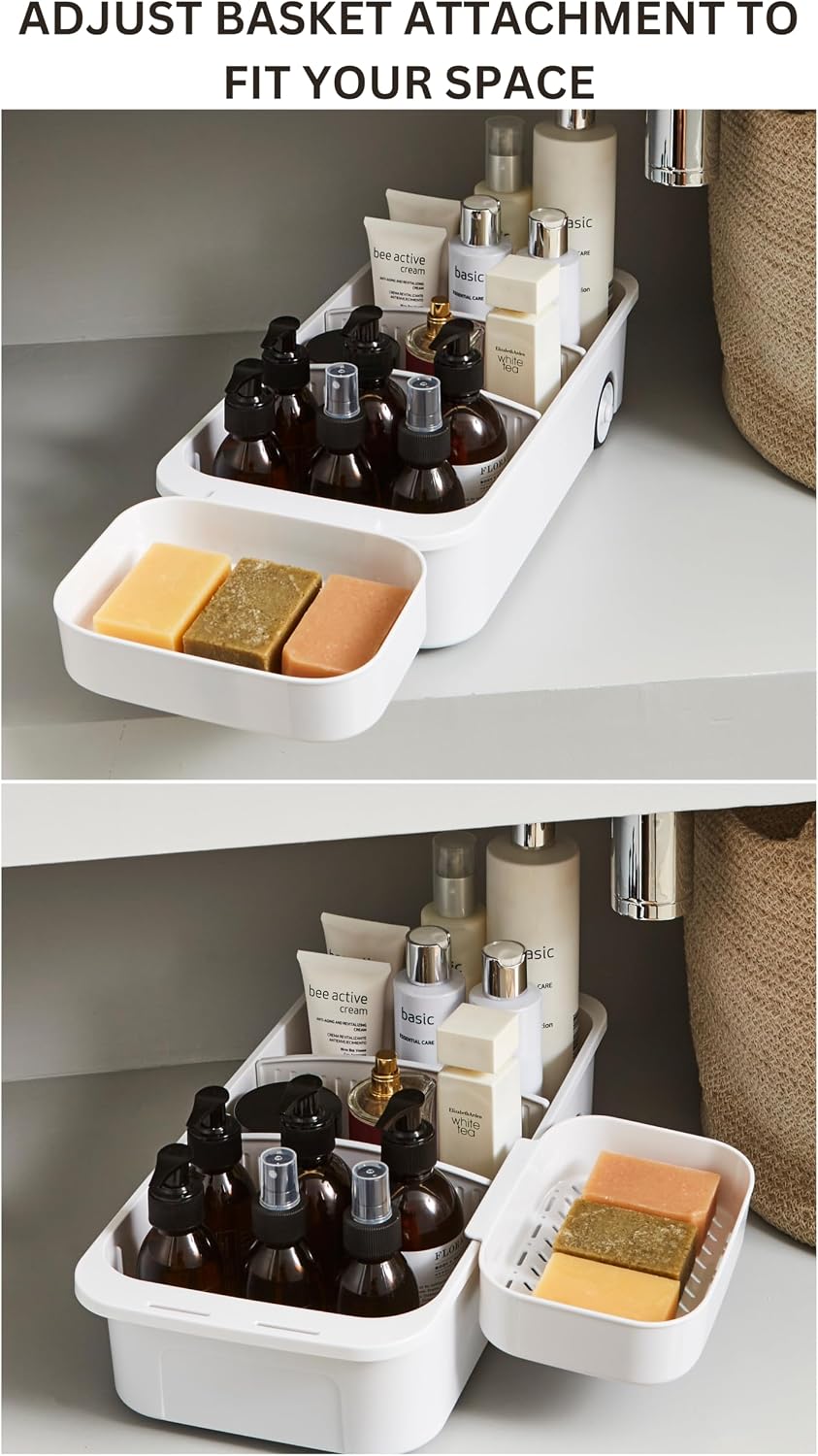 GAROOD Kitchen Under Sink Organizer Cleaning Supply Caddy Storage Bin Under Sink Caddy Rolling Cleaning Organizer with wheels Pull out tray Bathroom Kitchen Organizers Storage 16.5*8*3.75 in - 1 pack - Field & Nook