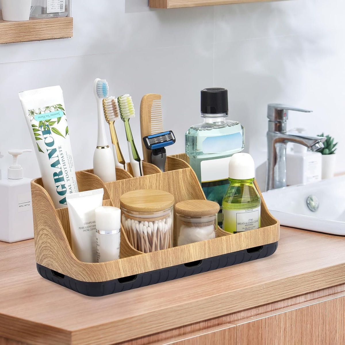 Seven-Slot Toothbrush Organizer – Detachable Drainage Holder