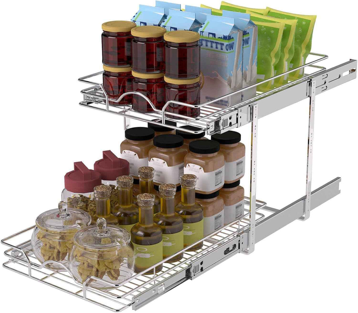 OCG 2-Tier Pull-Out Cabinet Organizer, 12.5" W x 21" D