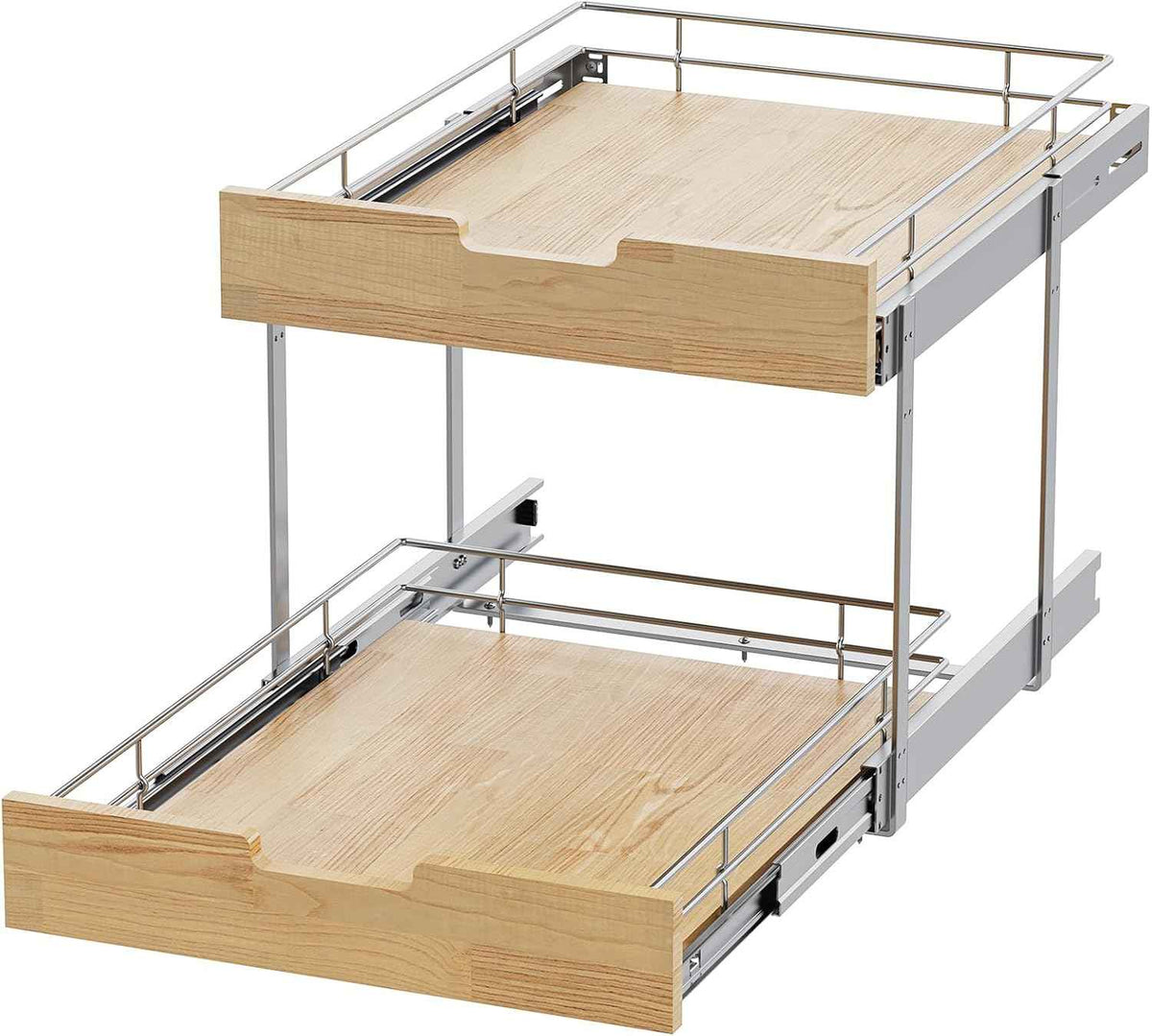 Sikarou Pull Out Cabinet Organizer,Heavy-Duty Slide Out Shelf, Wood