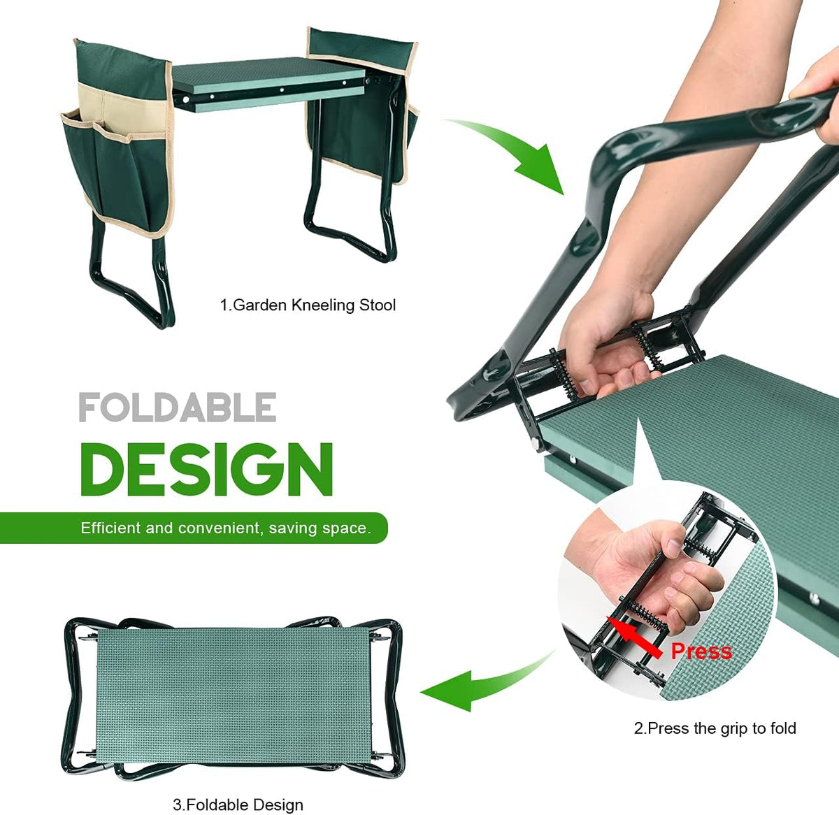 Wide-Pad Garden Kneeler and Seat with Dual Tool Pouches - Field & Nook