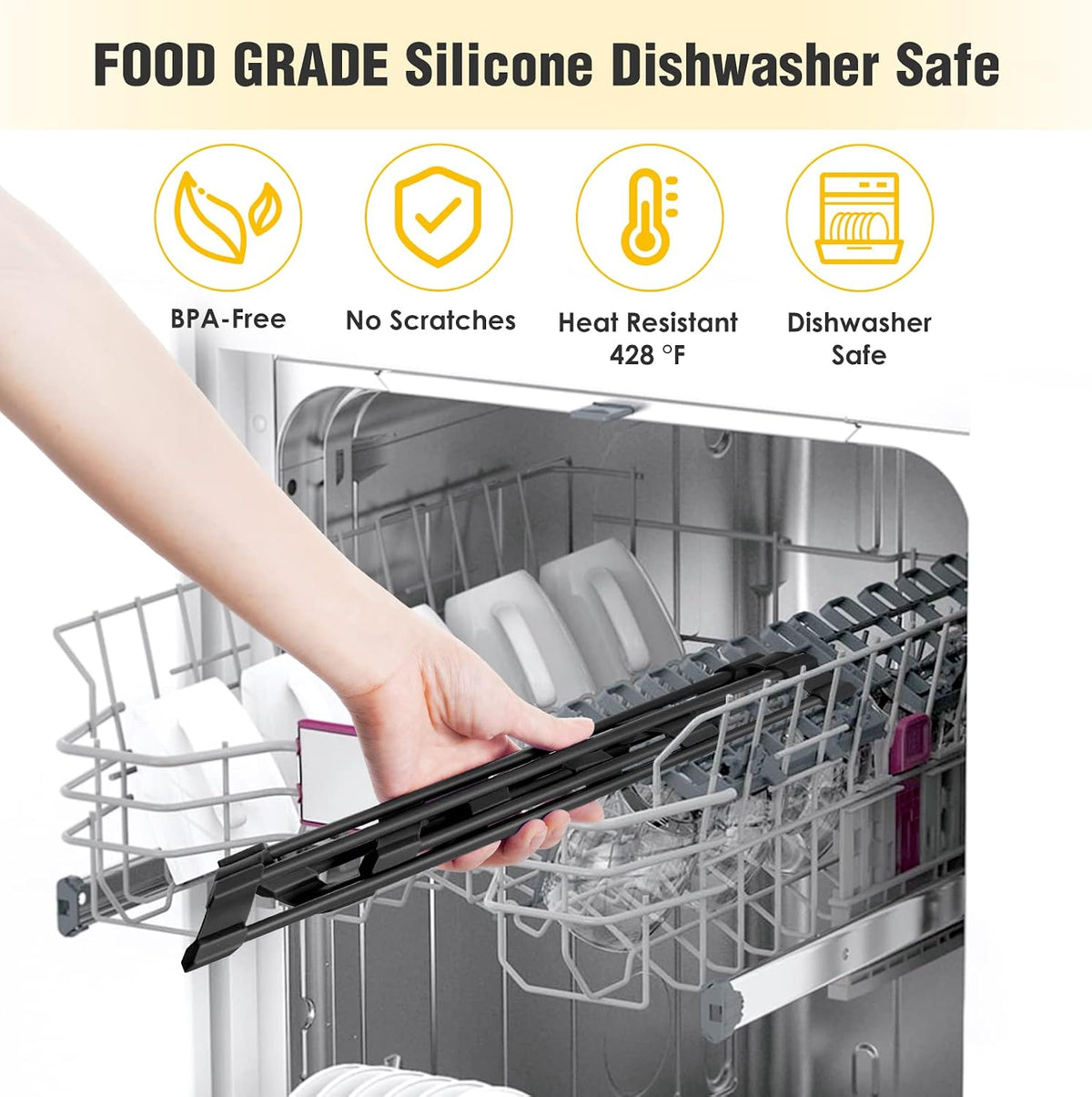 Tomorotec 304 Stainless Steel Roll Up Dish Rack, Black