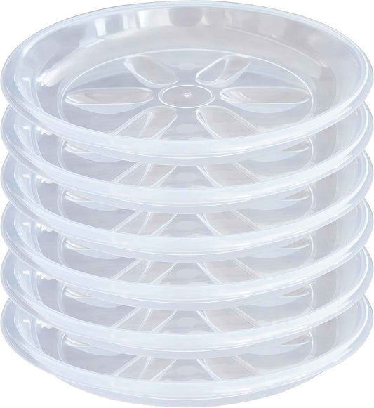 6 Pack of Plant Saucer, 6 8 10 12 inch Clear Plant Trays for Pots, Plant Water Catcher Tray, Plant Plate for Indoors Outdoors (6 inch, Clear)