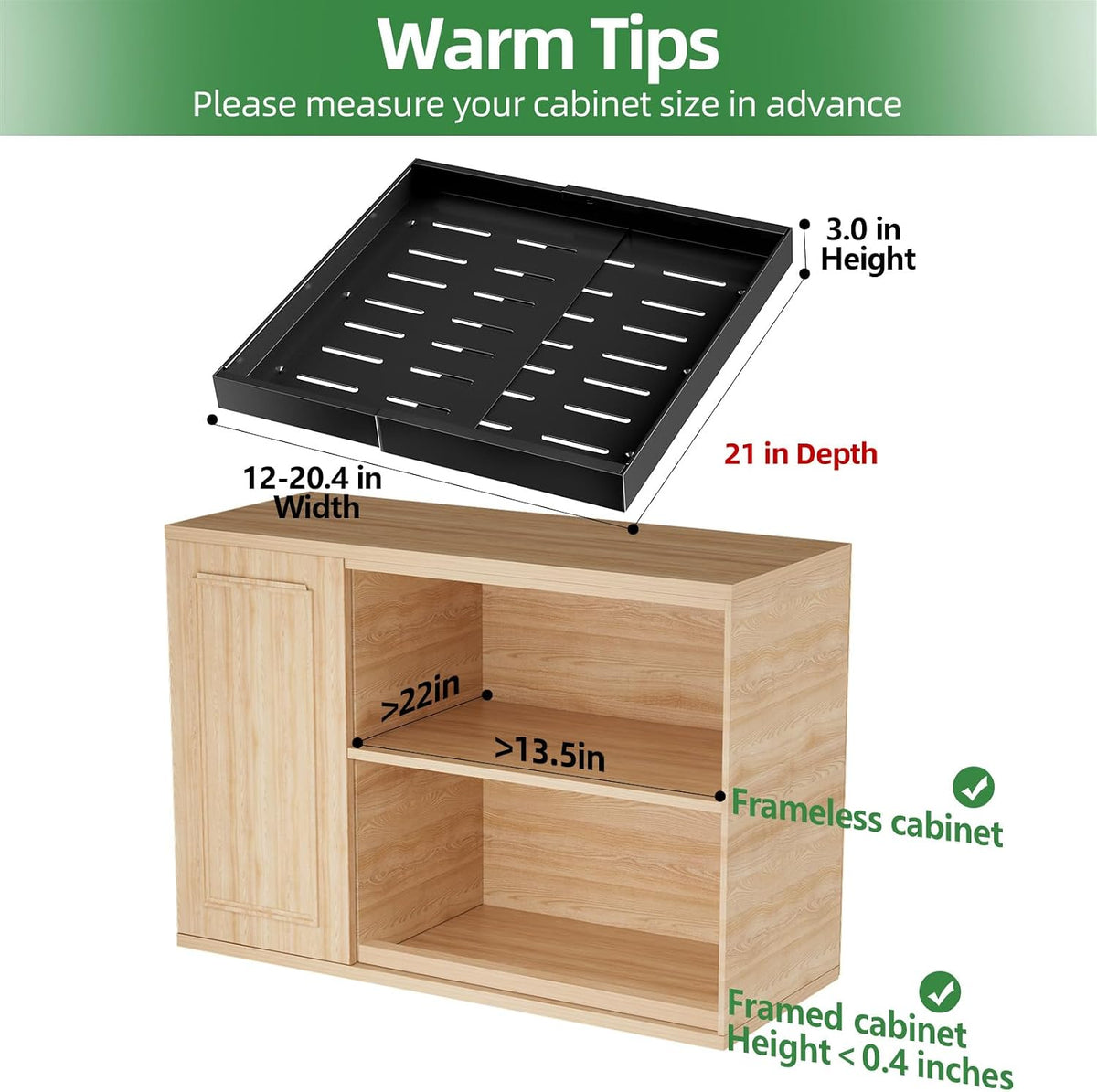 PAKETA 2 Pack Expandable Pull Out Cabinet Organizer,21" Deep | Pull Out Drawers for Cabinets with width from 12" to 20",Sliding Drawers for Cabinets with Upgrade 3 Slide Rails,hold 65 lbs - Field & Nook