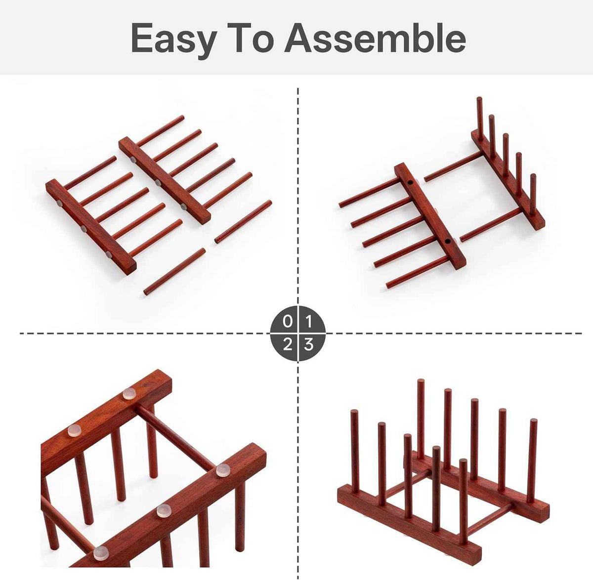 HBlife Rosewood Dish Drying Rack, 4 Slots
