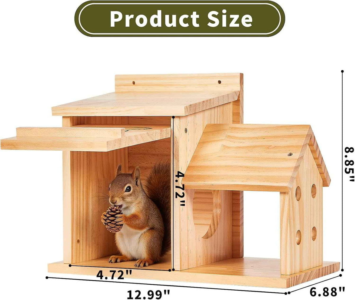 Wood Squirrel House for Outside, Nest Box for Trees Backyard | Squirrel House for Outdoor Trees, Providing Nesting Space for Squirrels in Backyards, Gardens, Wildlife Habitats