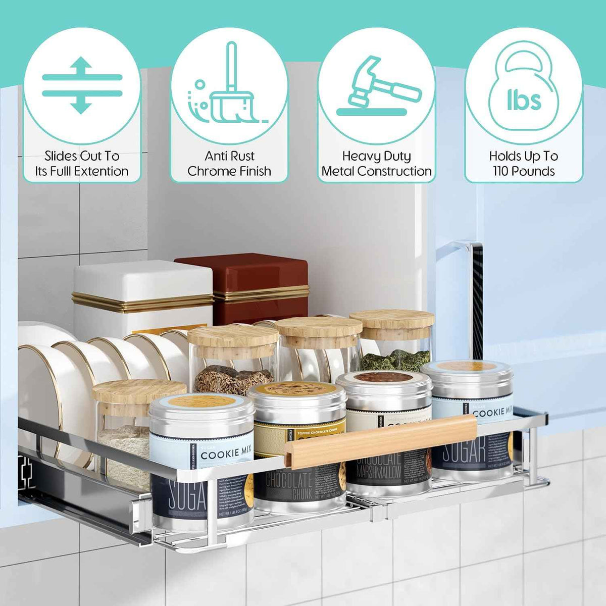 2 Pack Expandable Pull Out Cabinet Organizer, 23.2-39.9" W