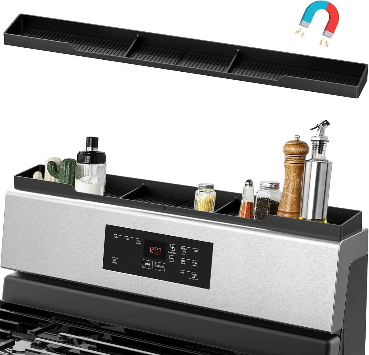 AWOKE 30-Inch Silicone Stove Top Shelf, Black