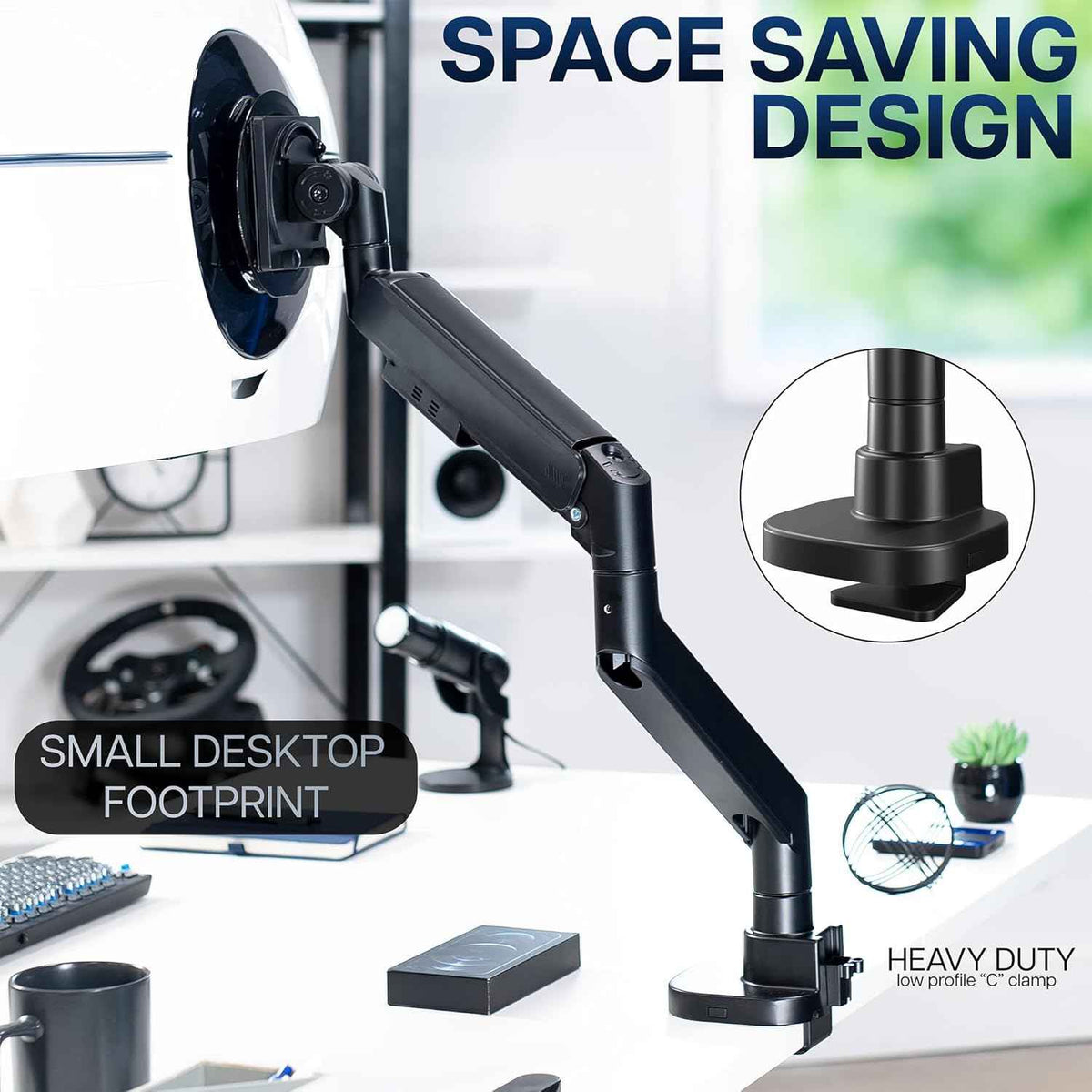 VIVO Heavy Duty Ultrawide Monitor Arm for 57 inch Screens up to 59.4 lbs, Desk Mount TV and Monitor Stand Designed for Samsung Odyssey Ark, Neo G9, ViewFinity S9, and More, Black, STAND-GT57