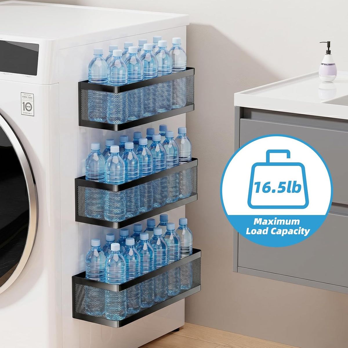 3-Piece Magnetic Laundry Storage Shelf Set - Field & Nook