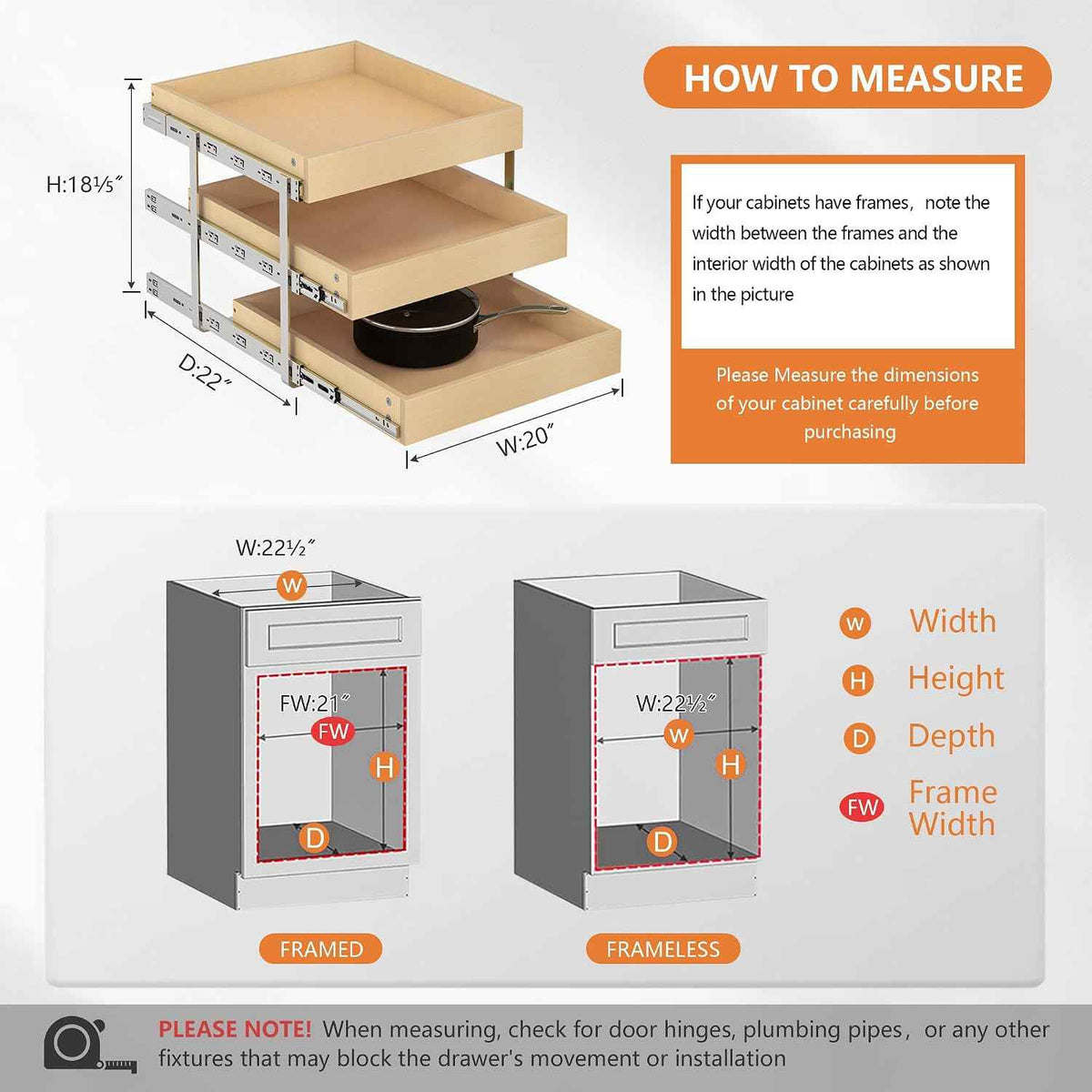 WelFurGeer 3-Tier Pull-Out Cabinet Organizer