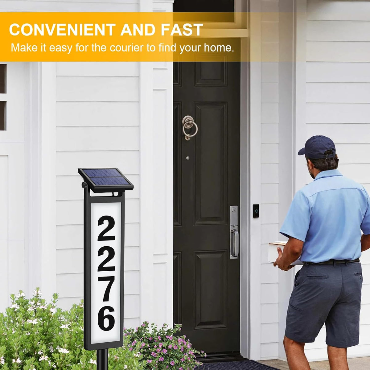 Illuminated Solar Address Sign – Waterproof Aluminum Plaque