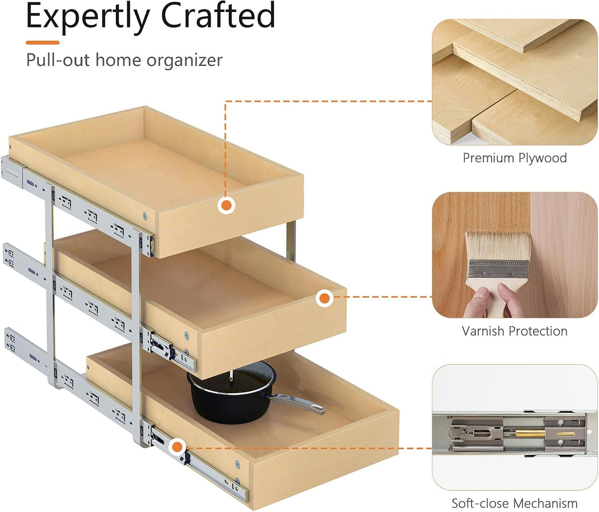 WelFurGeer 3-Tier Pull-Out Cabinet Organizer
