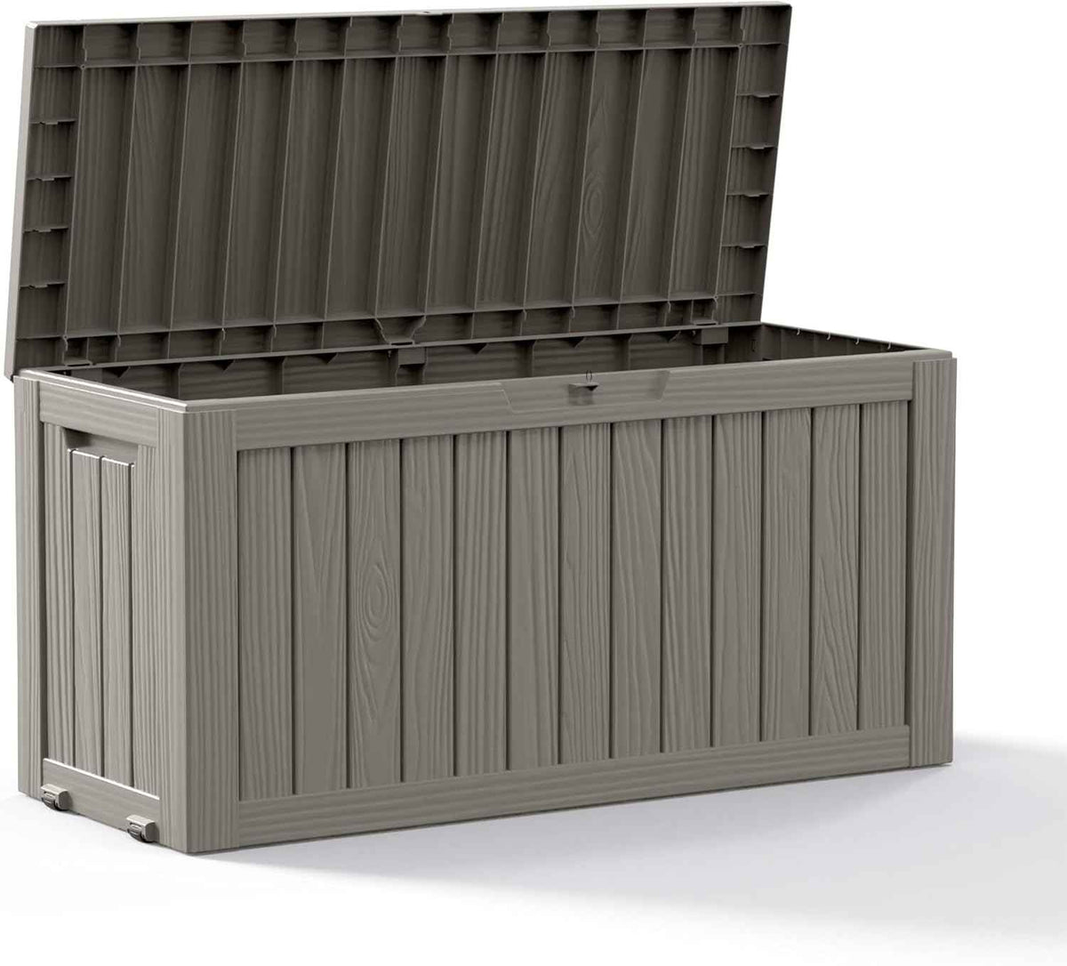 DRATO 75 Gallon Deck Box, Waterproof Resin Large Outdoor Storgae Box for Patio Furniture, Patio Cushions, Gardening Tools, Pool and Sports Supplies, Lockable