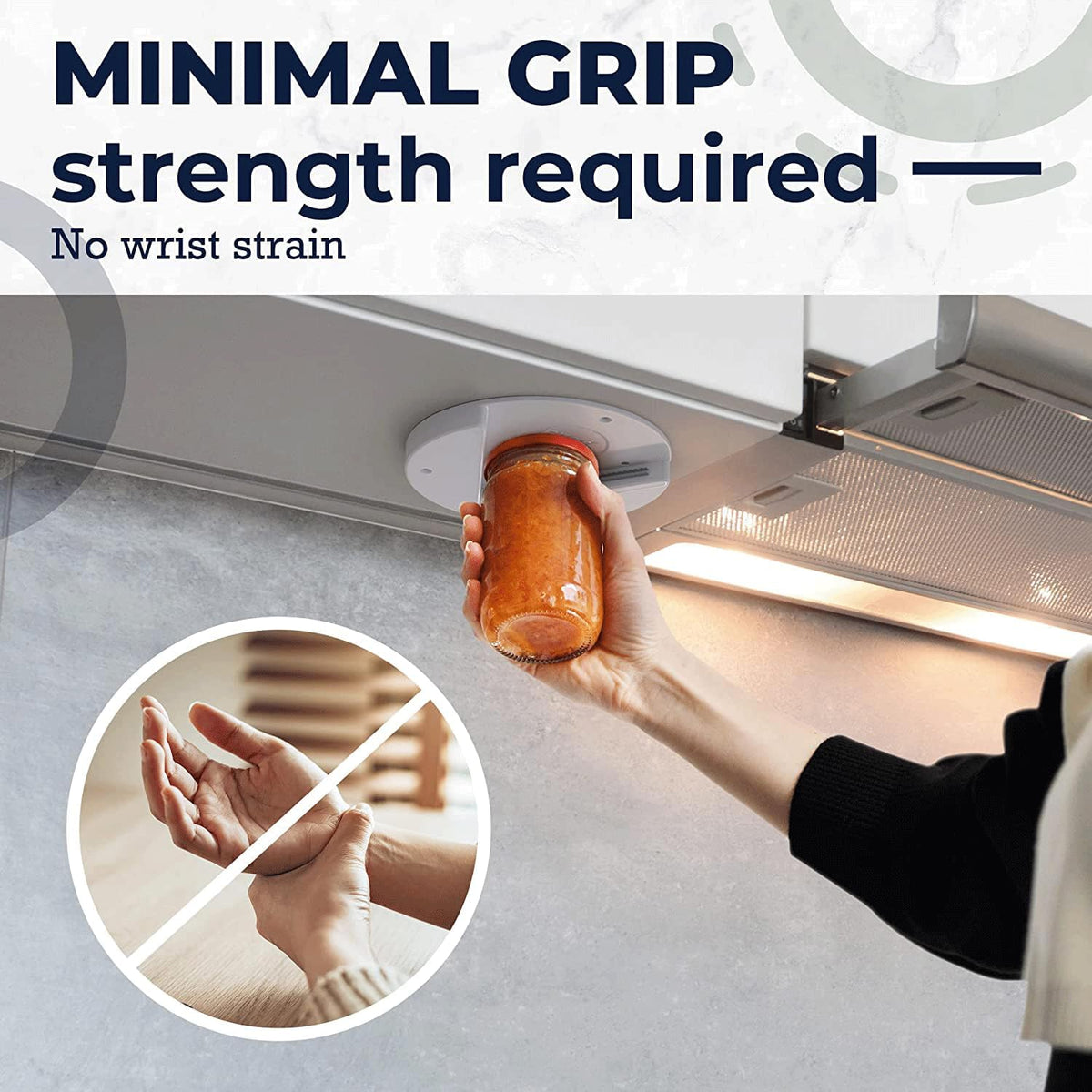 Under-Cabinet One-Handed Jar Opener – White