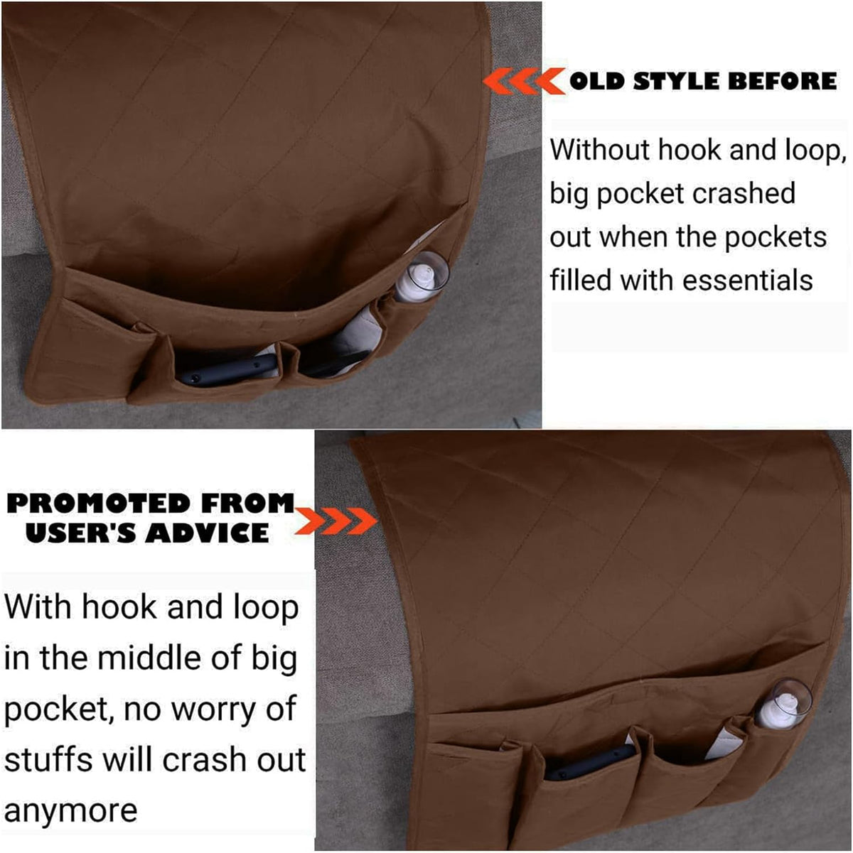Sofa Armrest Organizer – Five-Pocket Non-Slip Remote Holder