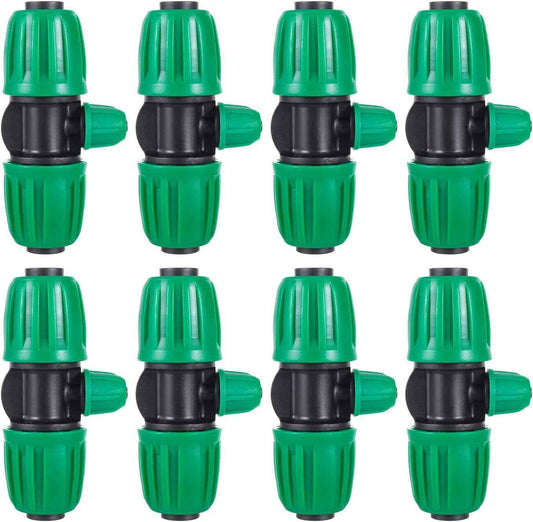 10 Pcs 1/2 to 1/4 inch Garden Hose Tubing Irrigation Fittings,3-Way Anti-Leak 1/2'' to 1/4'' Locked Barbed Drip Irrigation Tee Connectors (1/2"IDx0.6-0.63"OD) 1/2'' to 1/4'' Irrigation Tubing Fitting