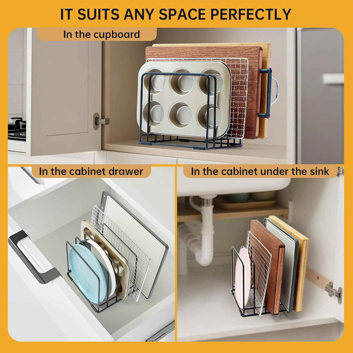 2-Pack 5-Tier Cutting Board Holder Cabinet Organizer