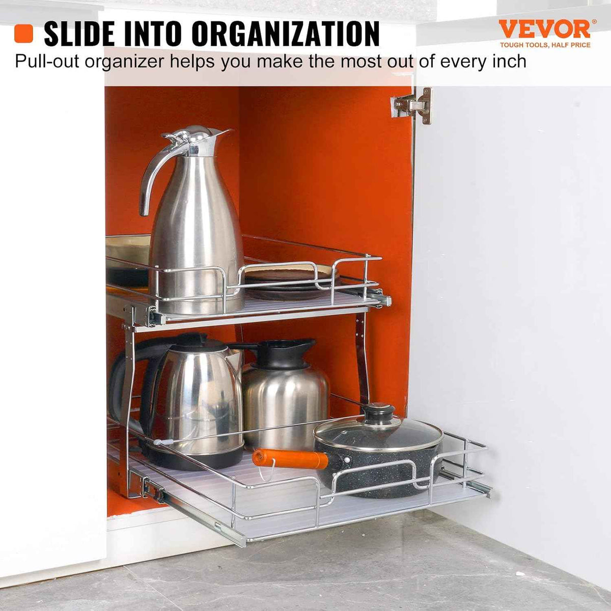 VEVOR 2 Tier 20"Wx21.2"Dx15.2"HPull Out Cabinet Organizer, Heavy Duty