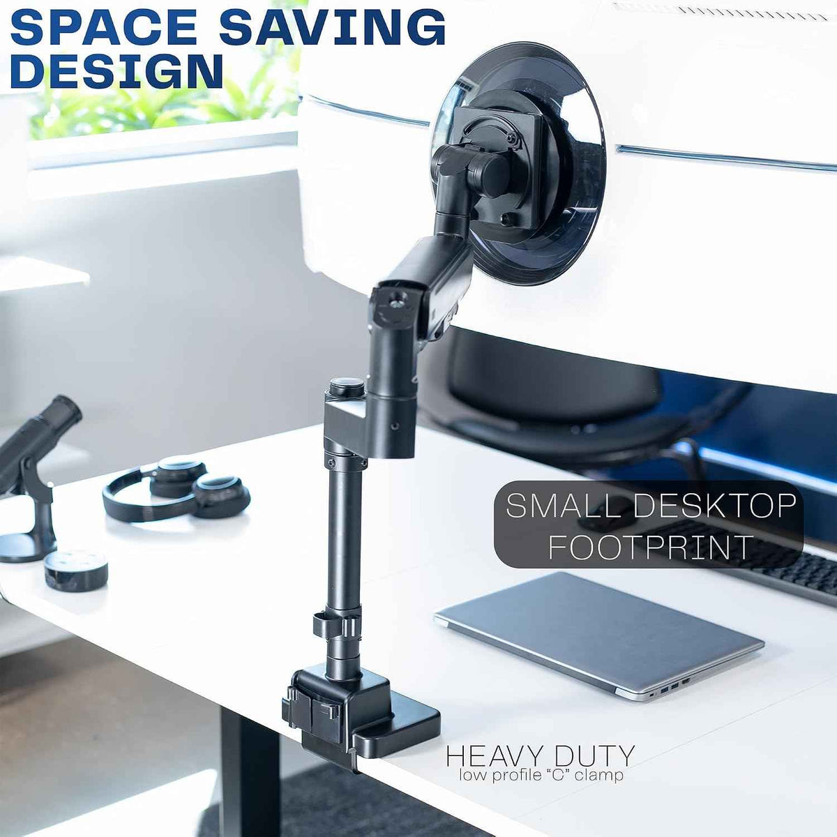 VIVO Heavy Duty Ultrawide Monitor Arm with Pole, 57 inch Screens up to 59.4 lbs, Desk Mount TV and Monitor Stand Designed for Samsung Odyssey Ark, Neo G9, ViewFinity S9, and More, Black, STAND-GT57T
