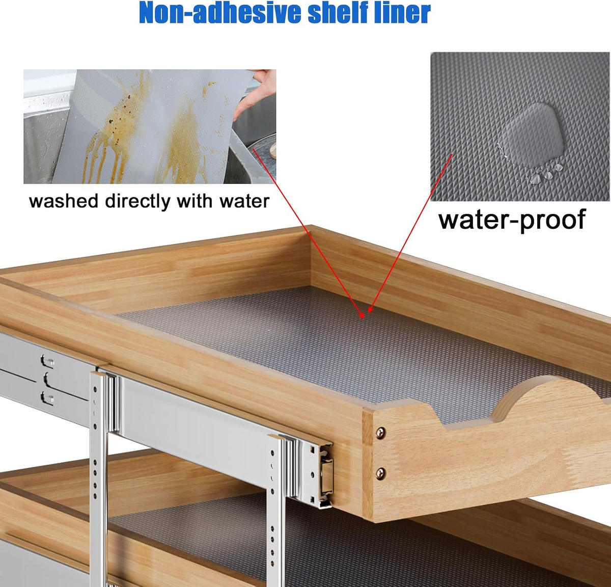 DINDON 3 Tier Pull Out Cabinet Organizer 17”W X21”D Slide Out Shelves