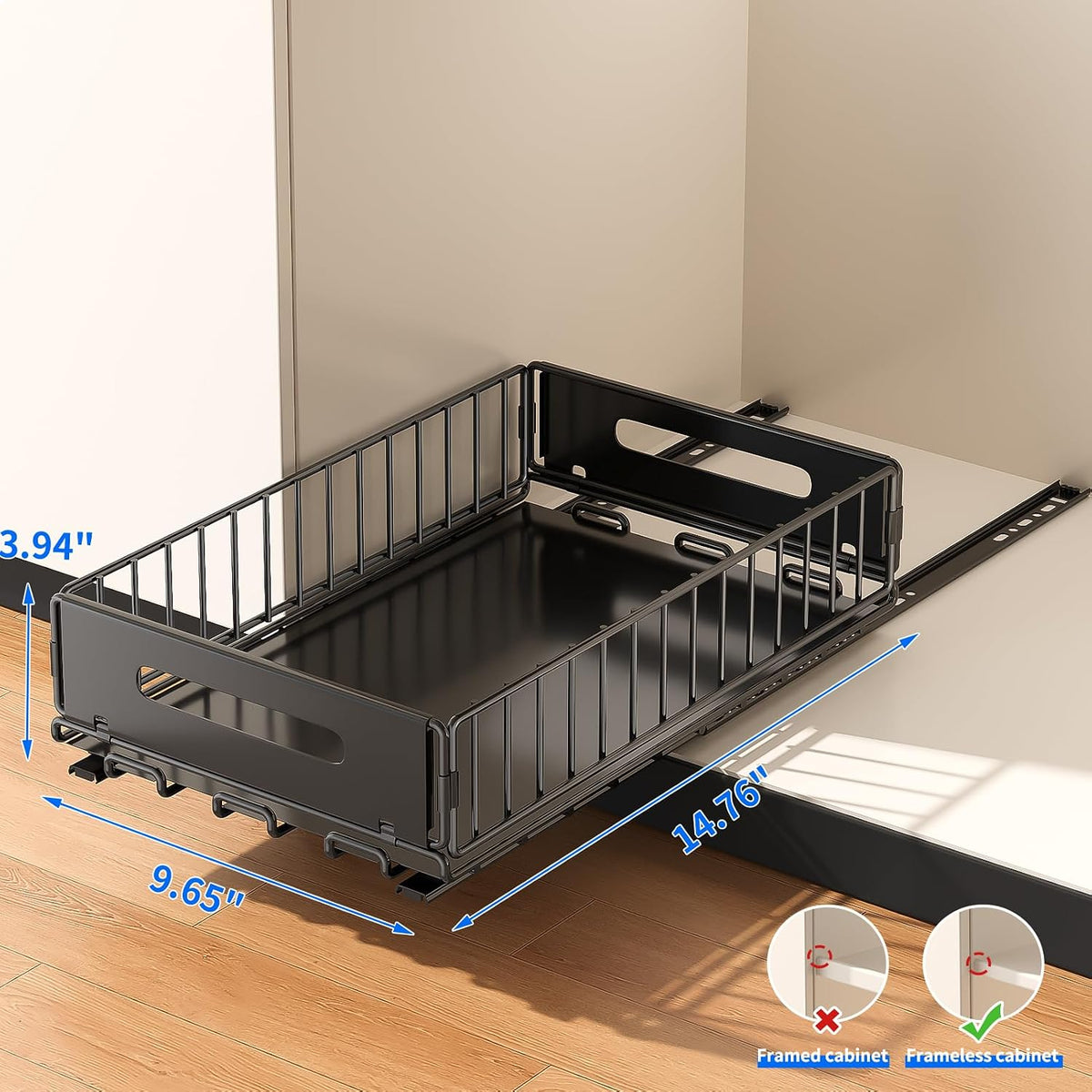 Pull-Out Cabinet Organizer, 1-Pack, Black