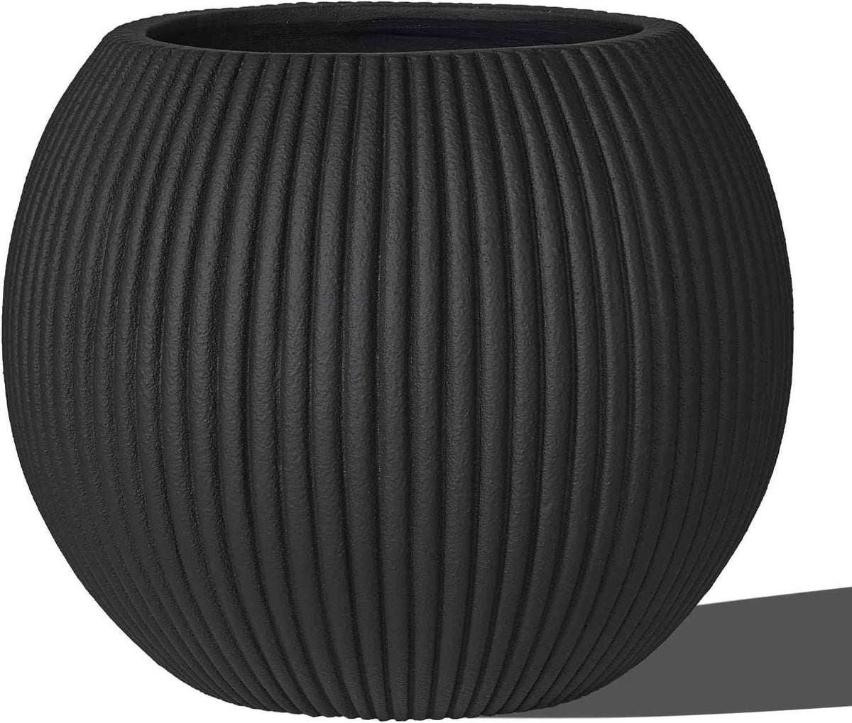16 Inch Handmade Concrete Outdoor Planter - Classic Striped Design | Fiberglass & Composite Material | Durable for Commercial & Home Decor