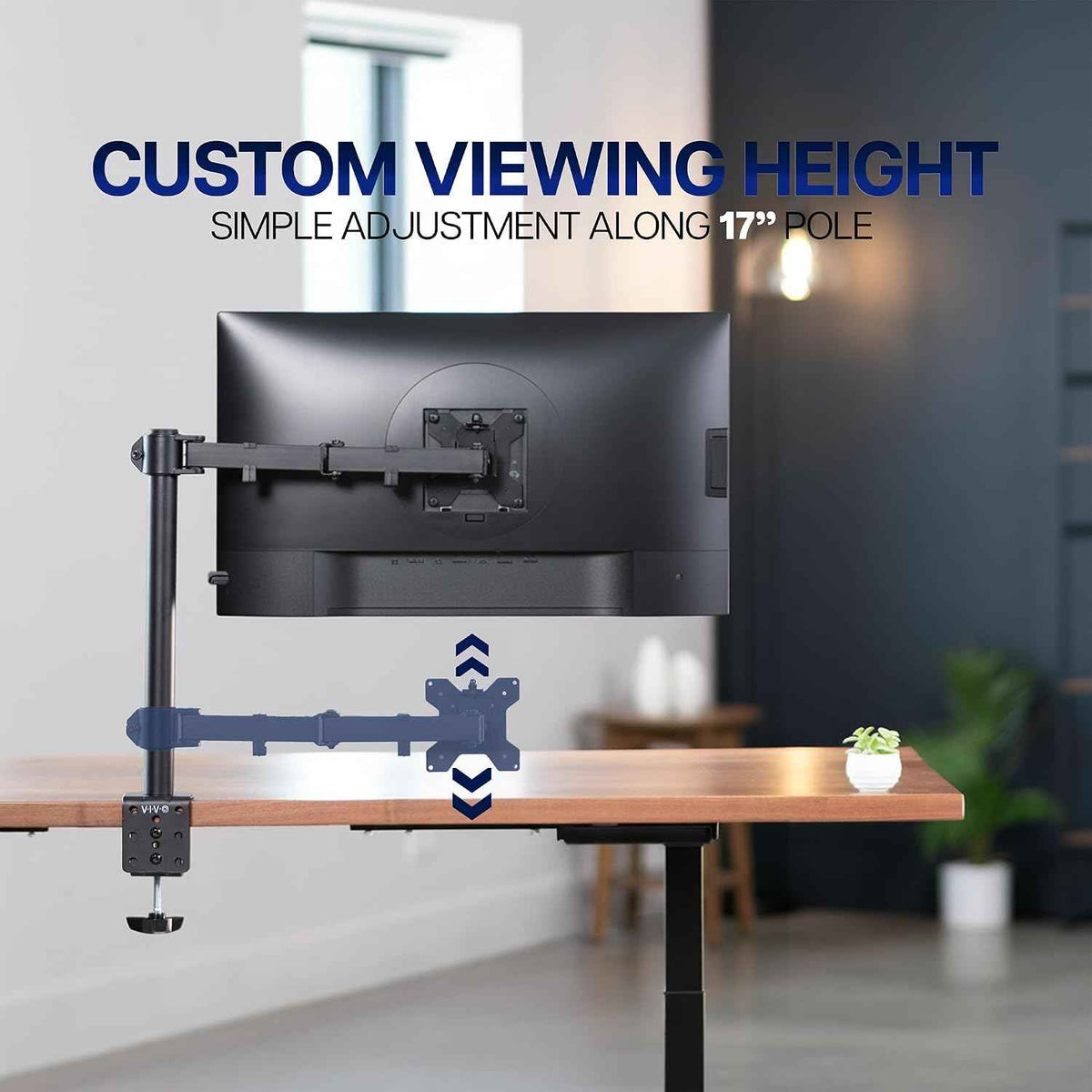 VIVO Single 13 to 38 inch Ultrawide Monitor Arm Desk Mount, Regular Screens up to 32 inches, 22 lbs capacity, Fully Adjustable Stand with C-Clamp and Grommet Base, Black, STAND-V001