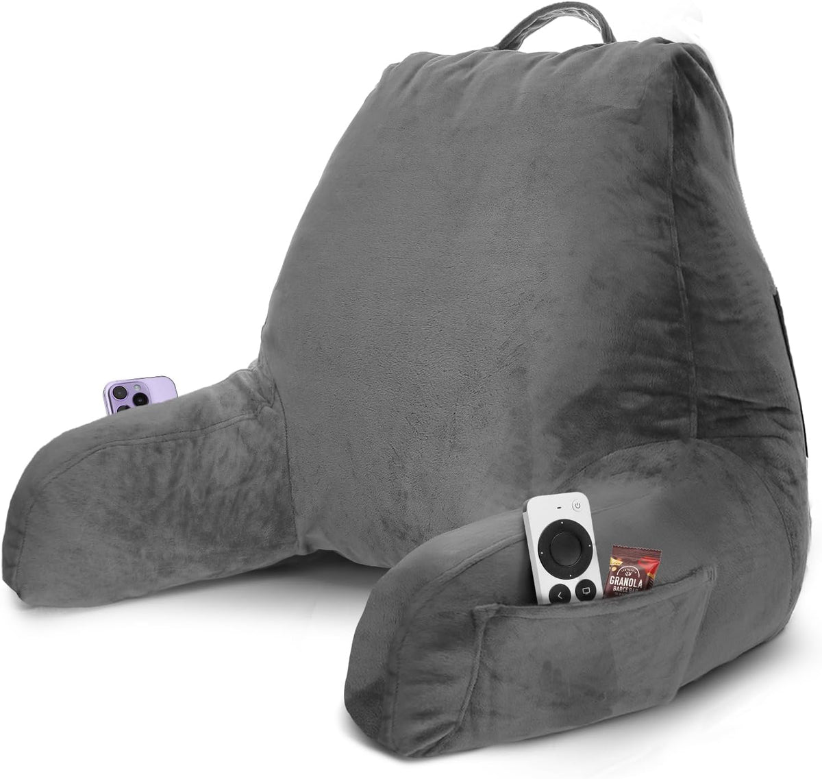 Reading Pillow with Arms – Shredded Foam Backrest with Pockets